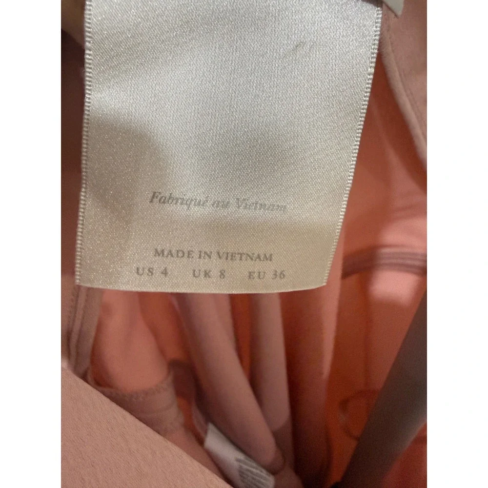BHLDN Hudson Satin Charmeuse Dress 4 Blush‎ Pink Tie Shoulder V-Neck Midi Formal